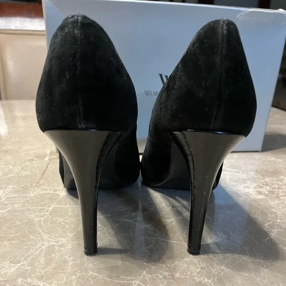 Worthington black suede, open toe pumps. Size 7.5. Great condition. - Picture 3 of 6